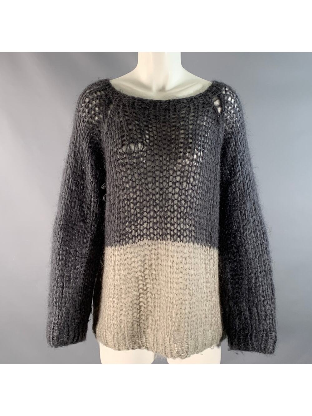 MAIAMI Size M Purple Grey Mohair Blend Two Tone Oversized Sweater